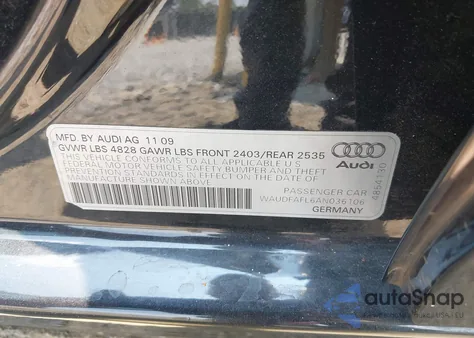 2010 Audi A4 2.0T Premium from USA, damaged, VIN WAUDFAFL6AN036106